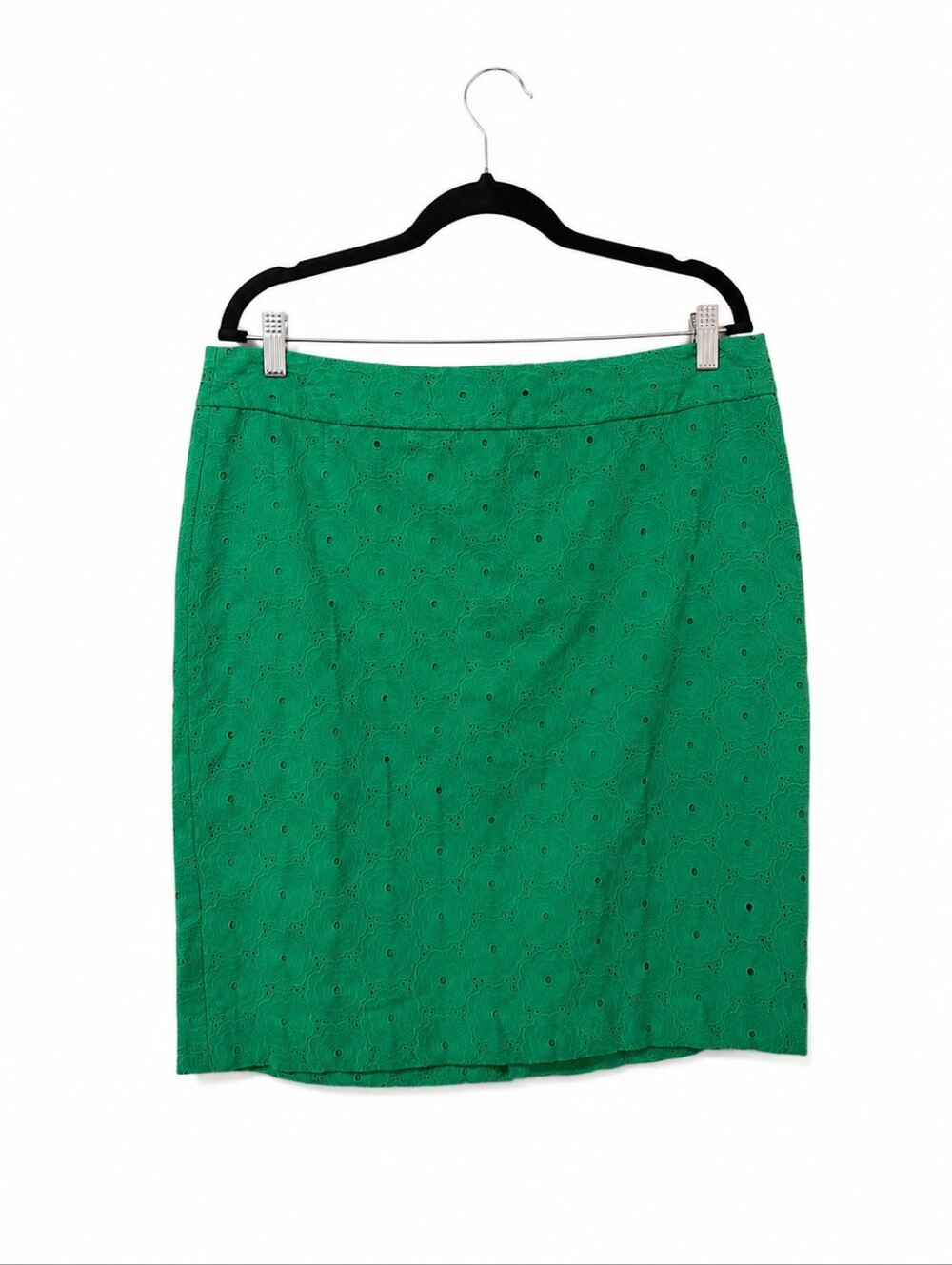 Talbots Green Eyelet Pencil Skirt Women's Size 12 Lined Knee Length Classic Care